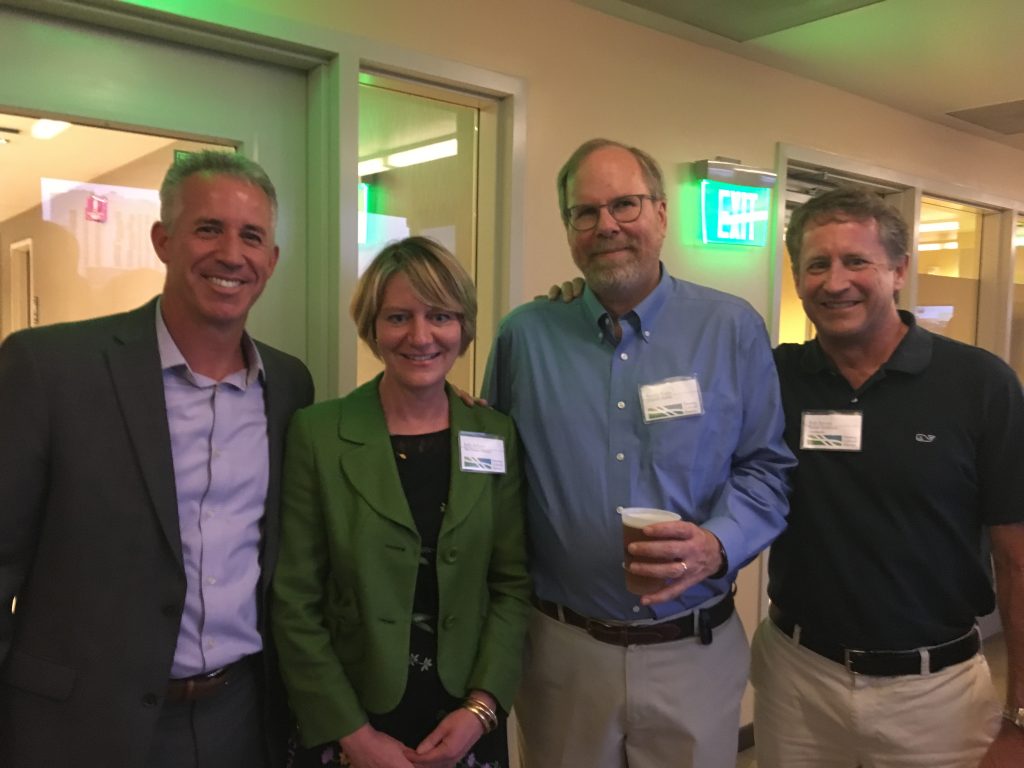 Fenway Alliance Event: Steve Schneider of Office Works with Kelly Brilliant of the Fenway Alliance, Randy Kreie of Dimella Shaffer and Bob Barnes of the Boston Symphony Orchestra.